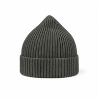 Andy Recycled Rib-Knit Beanie with Roll-Up Cuff thumbnail 5 charcoal front