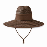 Natural Wide Brim Straw Hats with Adjustable Fit thumbnail 55 brown back
