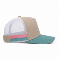 High Crown Snapback Cap with Twin Side Stripes and Mesh Panels thumbnail 12 teal stone pink right
