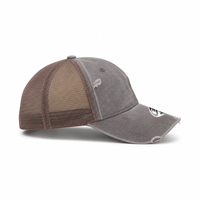 GTO Enzyme Washed Destroyed Trucker Cap with Mesh Back thumbnail 45 coffee right