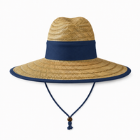 Natural Wide Brim Straw Hats with Adjustable Fit thumbnail 30 navy back