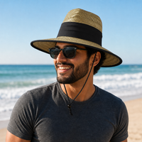 Natural Wide Brim Straw Hats with Adjustable Fit thumbnail 16 black moodboard