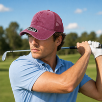 GTO Enzyme Washed Trucker Cap with Adjustable Mesh Back thumbnail 65 wine moodboard