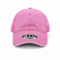 GTO Enzyme Washed Trucker Cap with Adjustable Mesh Back thumbnail 3 pink front