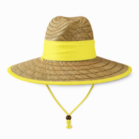Natural Wide Brim Straw Hats with Adjustable Fit thumbnail 44 yellow front