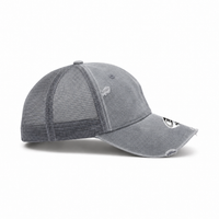 GTO Enzyme Washed Destroyed Trucker Cap with Mesh Back thumbnail 21 grey right