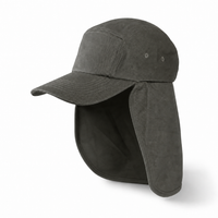 7504 Flex Cotton Legionnaire Caps with Adjustable Velcro Strap thumbnail 54 charcoal angle