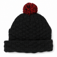 Pom Pom Beanie thumbnail 9 black/black/red front