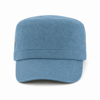 Premium Hemp Military Cap thumbnail 30 steel blue front