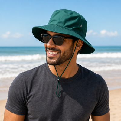 Surf Hat with Break-Away Strap in Wide Brim Design