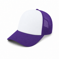Rapper Flex High Crown Trucker Cap with Mesh Panels thumbnail 78 purple hat white front angle