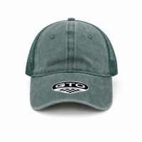 GTO Enzyme Washed Trucker Cap with Adjustable Mesh Back thumbnail 20 sage green front