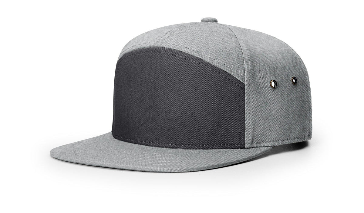 7 Panel Twill Strapback Cap with Adjustable Leather Strap