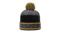 Heather Beanie with Ribbed Cuff and Colorful Pom thumbnail 2