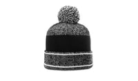 Heather Beanie with Ribbed Cuff and Colorful Pom thumbnail 7