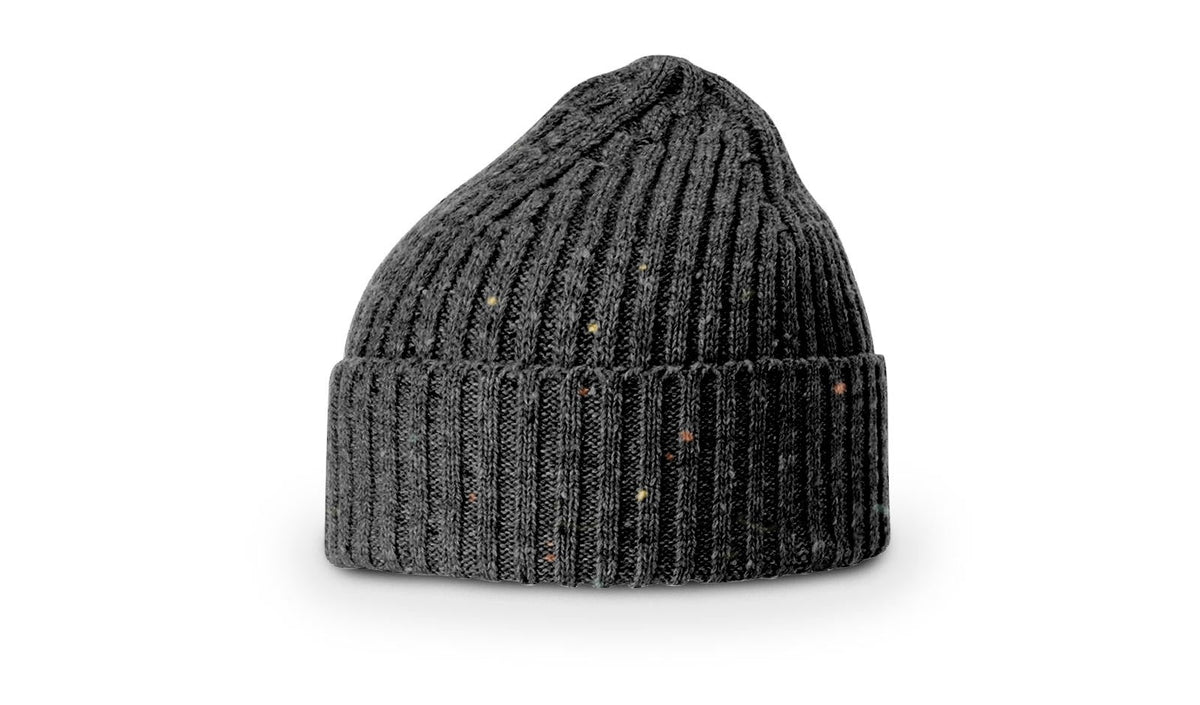 Merino Wool Knit Beanie with Ribbed Weave and Cuff