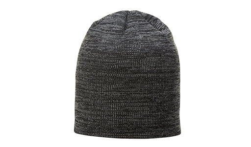 130 Marled Acrylic Slouch Beanie with Leather Applique