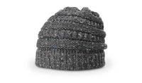 Speckled Knit Beanie with Textured Horizontal Bands thumbnail 2