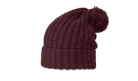 Chunk Cable Knit Beanie with Ribbed Cuff and Pom Pom thumbnail 12