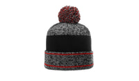 Heather Beanie with Ribbed Cuff and Colorful Pom thumbnail 4