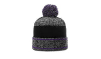 Heather Beanie with Ribbed Cuff and Colorful Pom thumbnail 3