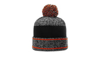 Heather Beanie with Ribbed Cuff and Colorful Pom thumbnail 6