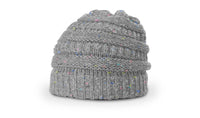 Speckled Knit Beanie with Textured Horizontal Bands thumbnail 7