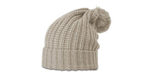 Chunk Cable Knit Beanie with Ribbed Cuff and Pom Pom thumbnail 2