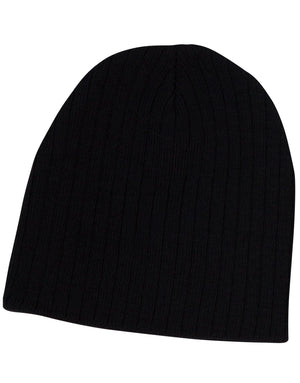 
            
                Load image into Gallery viewer, Acrylic knit beanie with cable row feature
            
        