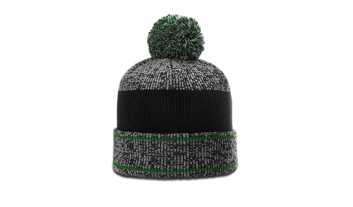 Heather Beanie with Ribbed Cuff and Colorful Pom