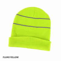 Reflective Trim Beanie in Fluoro Orange & Yellow thumbnail 3 beanie with reflective trims - madhats.com.au