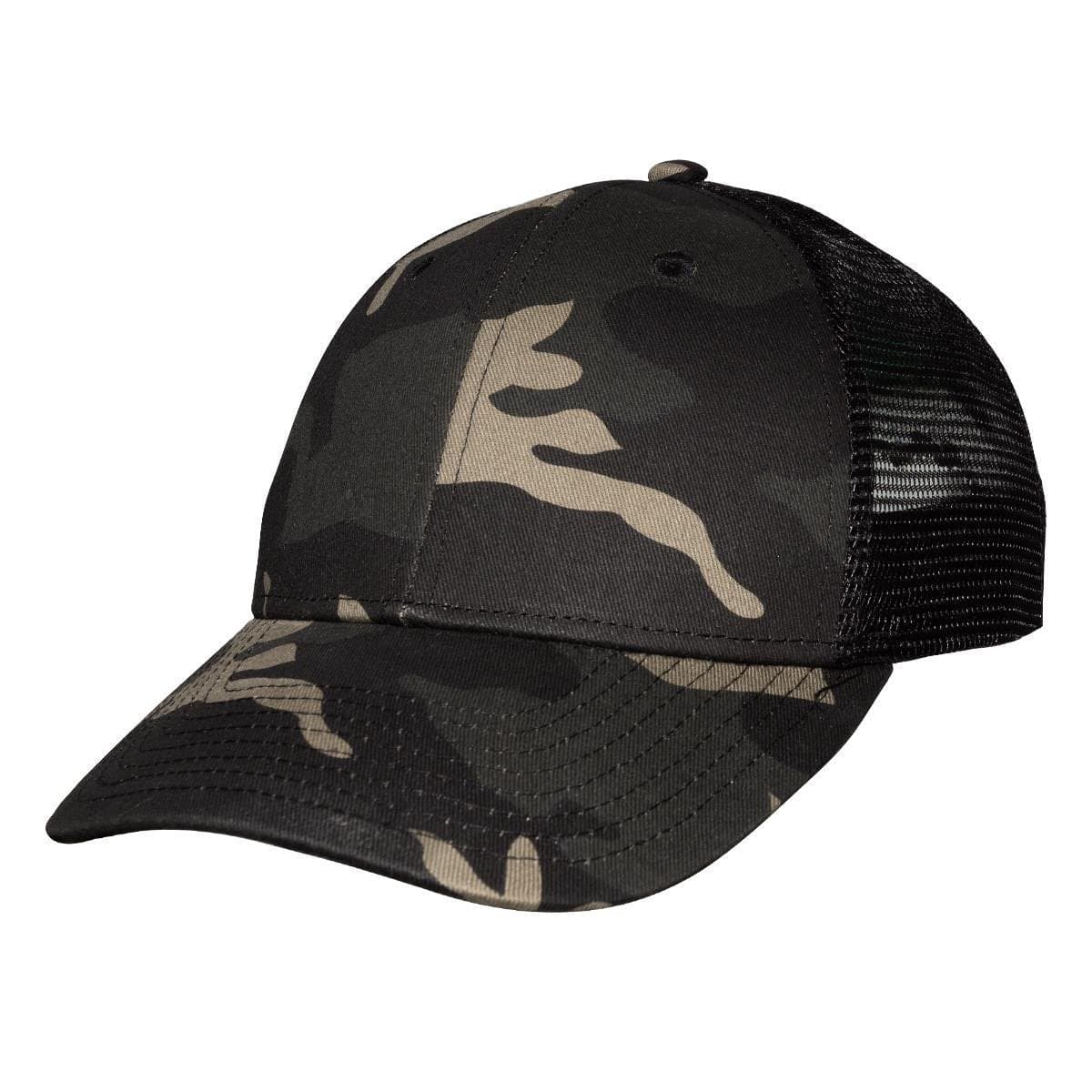 Black Camo Structured Trucker Cap with Adjustable Closure