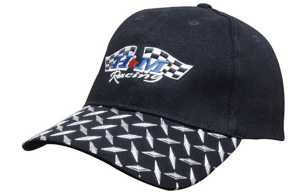 Brushed Heavy Cotton with Checker Plate on Peak - madhats.com.au