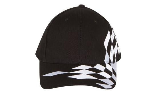 Brushed Heavy Cotton Caps with Check Pattern and Fabric Strap