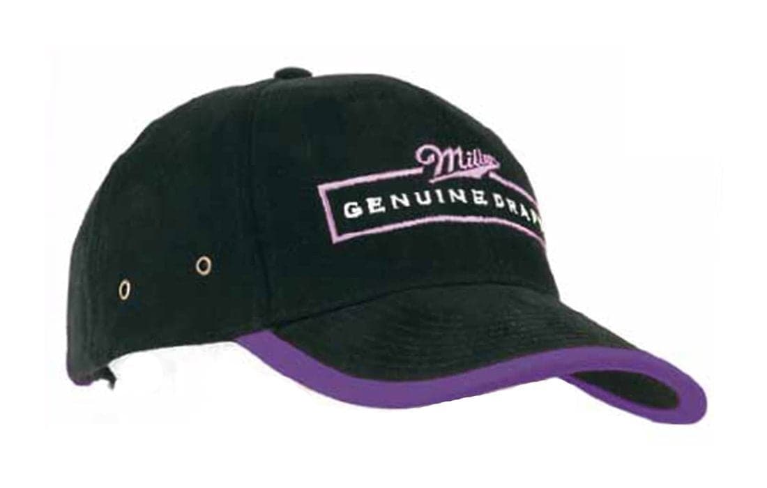 Brushed Heavy Cotton Cap with Peak and Arch Trim in Multiple Colors