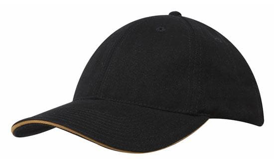 Brushed Heavy Cotton Cap with Sandwich Trim and Buckle Strap