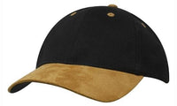 Brushed Heavy Cotton Cap with Suede Peak - Structured 6 Panel thumbnail 4