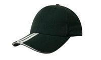 Brushed Heavy Cotton Cap with Two Striped Peak and Sandwich Detail thumbnail 5