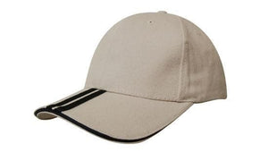 Brushed Heavy Cotton with Two Striped Peak and Sandwich - madhats.com.au