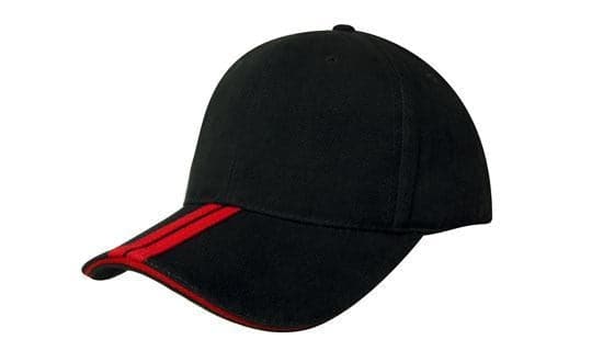 
            
                Load image into Gallery viewer, Brushed Heavy Cotton with Two Striped Peak and Sandwich - madhats.com.au
            
        