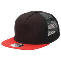 Chino Flat Peak Trucker Hat with Nylon Mesh Panels thumbnail 4
