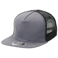 Chino Flat Peak Trucker Hat with Nylon Mesh Panels thumbnail 3