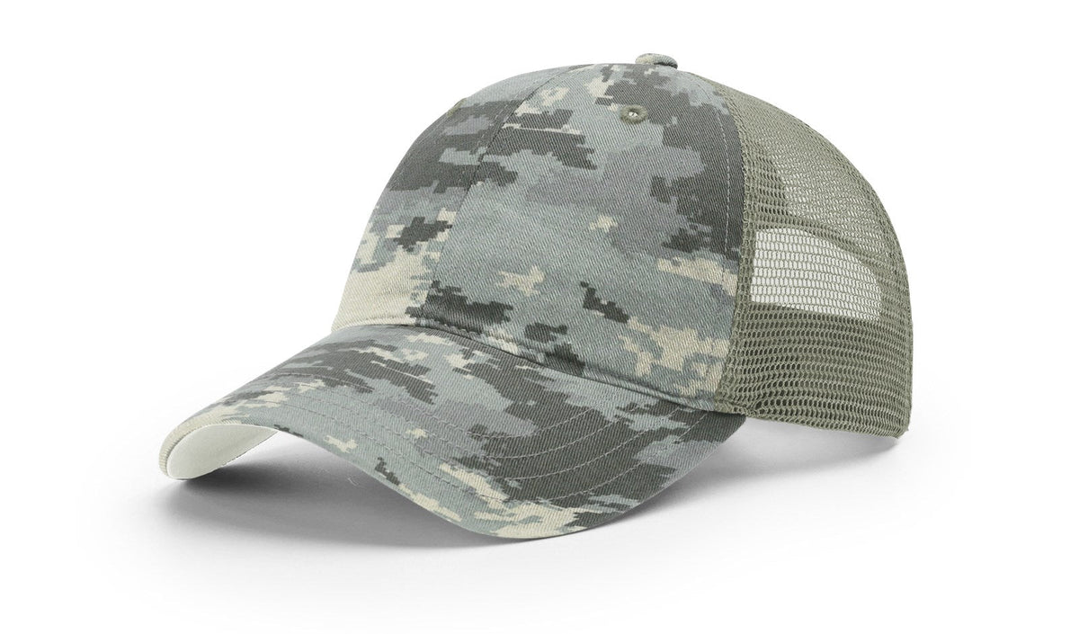 111P Garment Washed Printed Trucker Hat with Camouflage Patterns