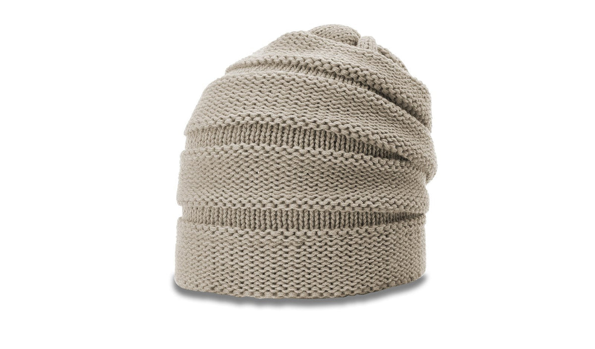 Scrunch Beanie with Unique Stacked Knit Pattern - OSFM