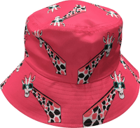 Gigi Giraffe Pink Twill Fabric Bucket Hat with Wide Brim thumbnail 1