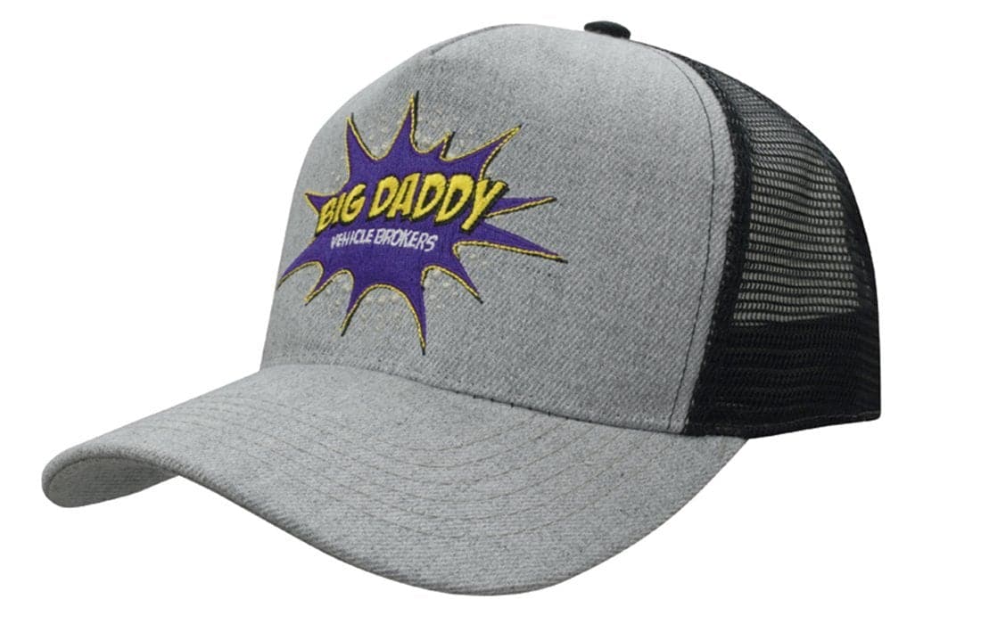 Grey Marle American Twill Trucker Cap with Mesh Back