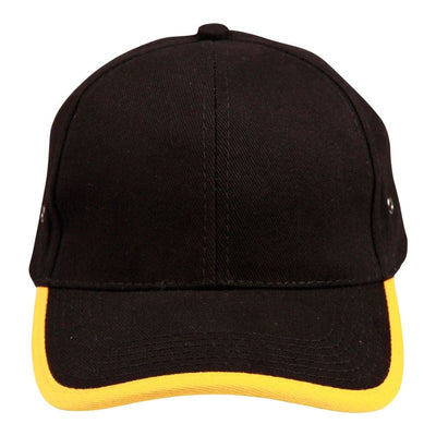 Heavy brushed cotton peak & back trimp cap