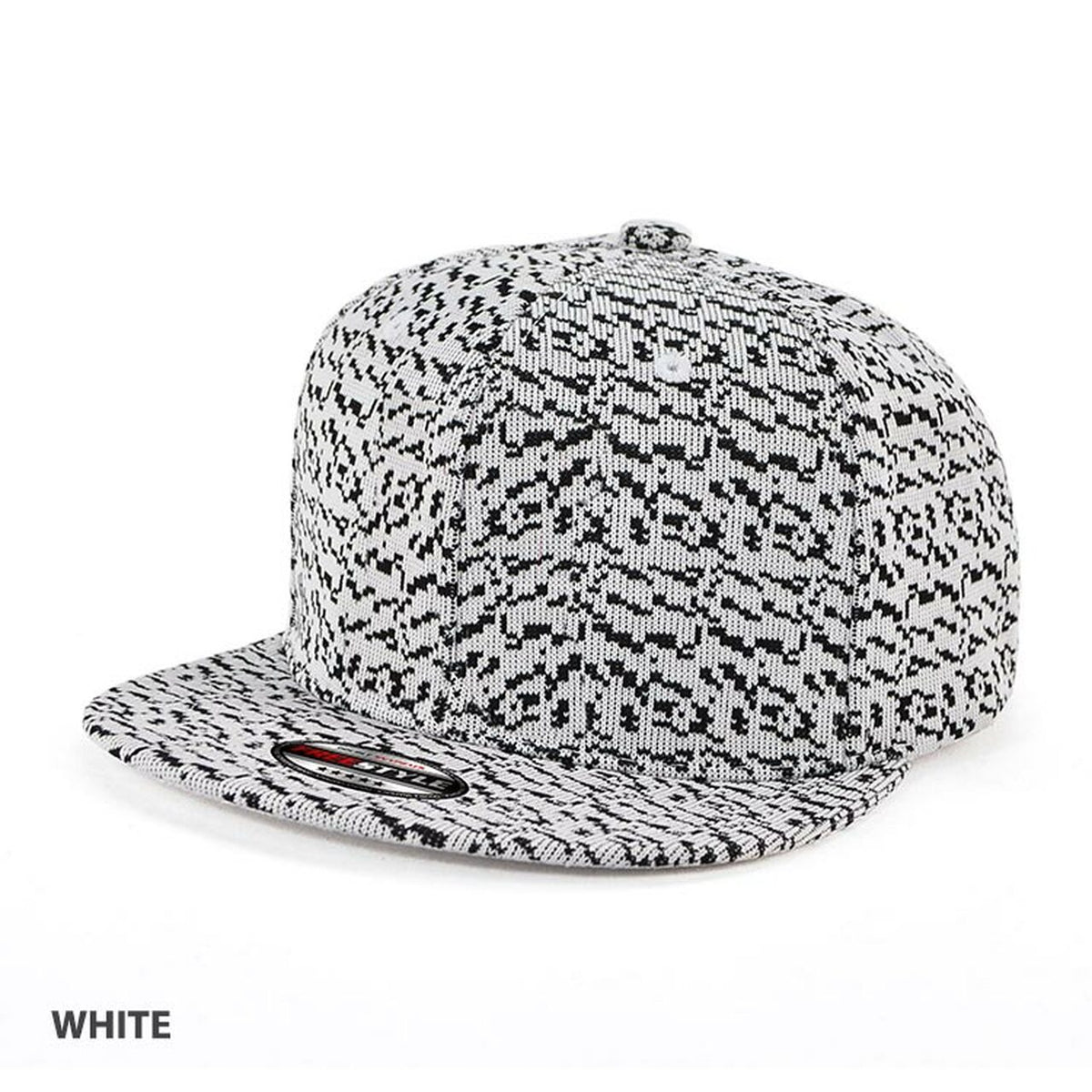 AH327 Structured 6-Panel White Snapback Cap with Flat Peak