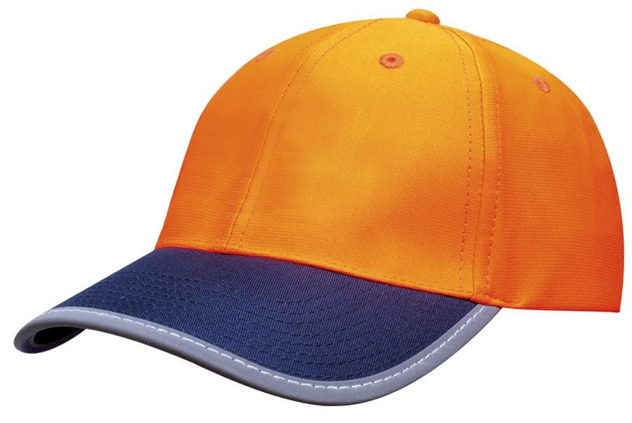 Luminescent Safety Cap with Reflective Trim in Orange & Green