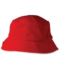 Pique mesh with sandwich trim bucket hat thumbnail 6 pique mesh with sandwich trim bucket hat - madhats.com.au